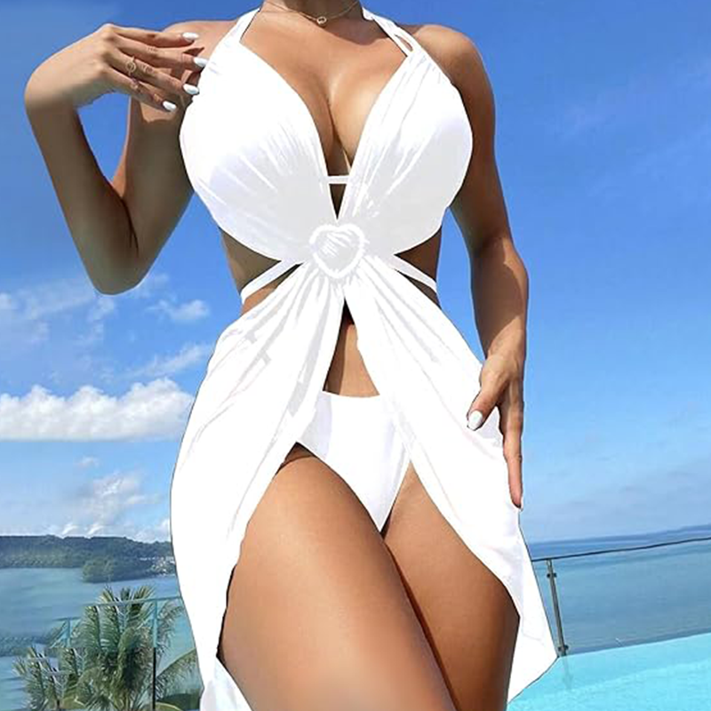 🔥👙Egyszínű, pántnélküli bikini 3 darabos szett
