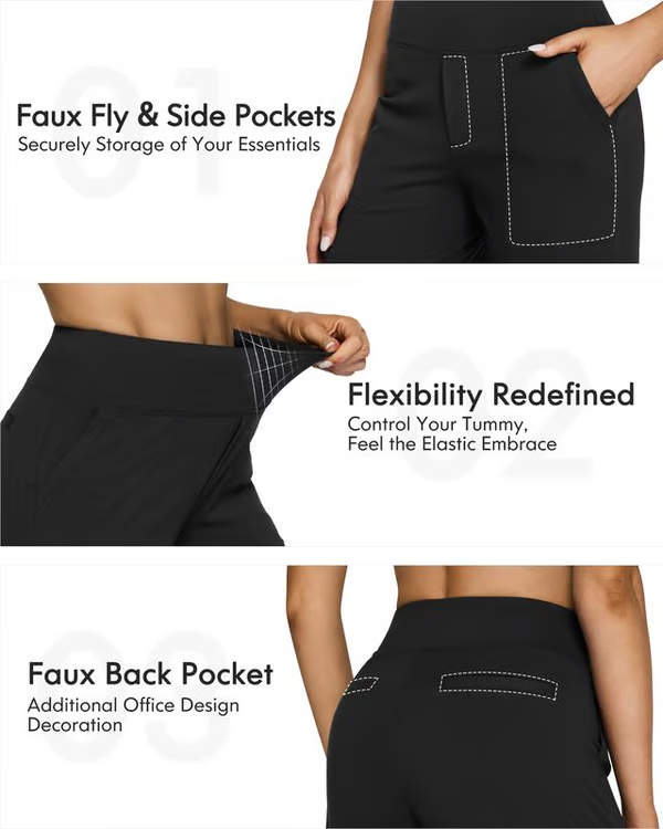 🔥👖Női magas derék Stretch alkalmi jóga széles lábszárú nadrágok