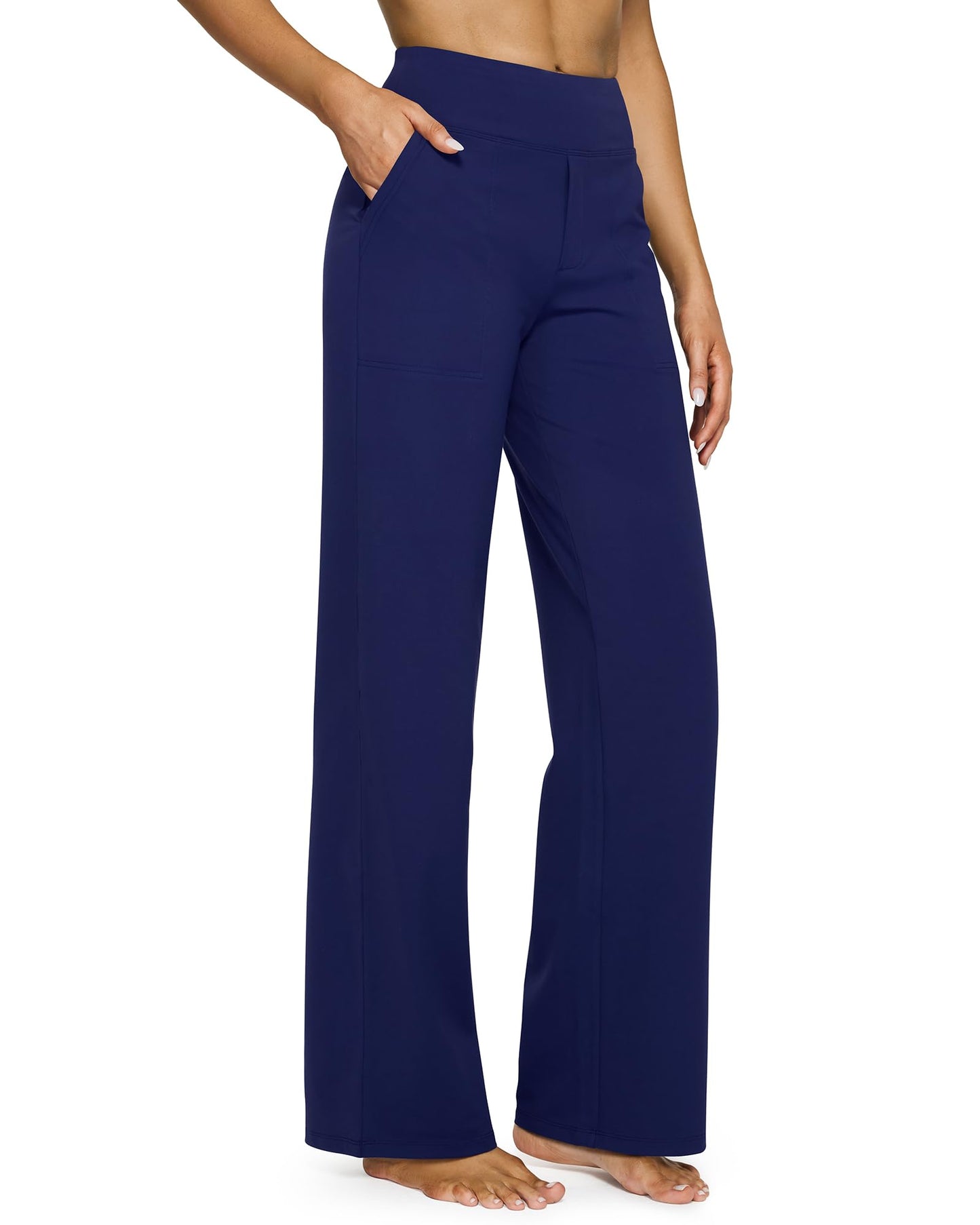 🔥👖Női magas derék Stretch alkalmi jóga széles lábszárú nadrágok
