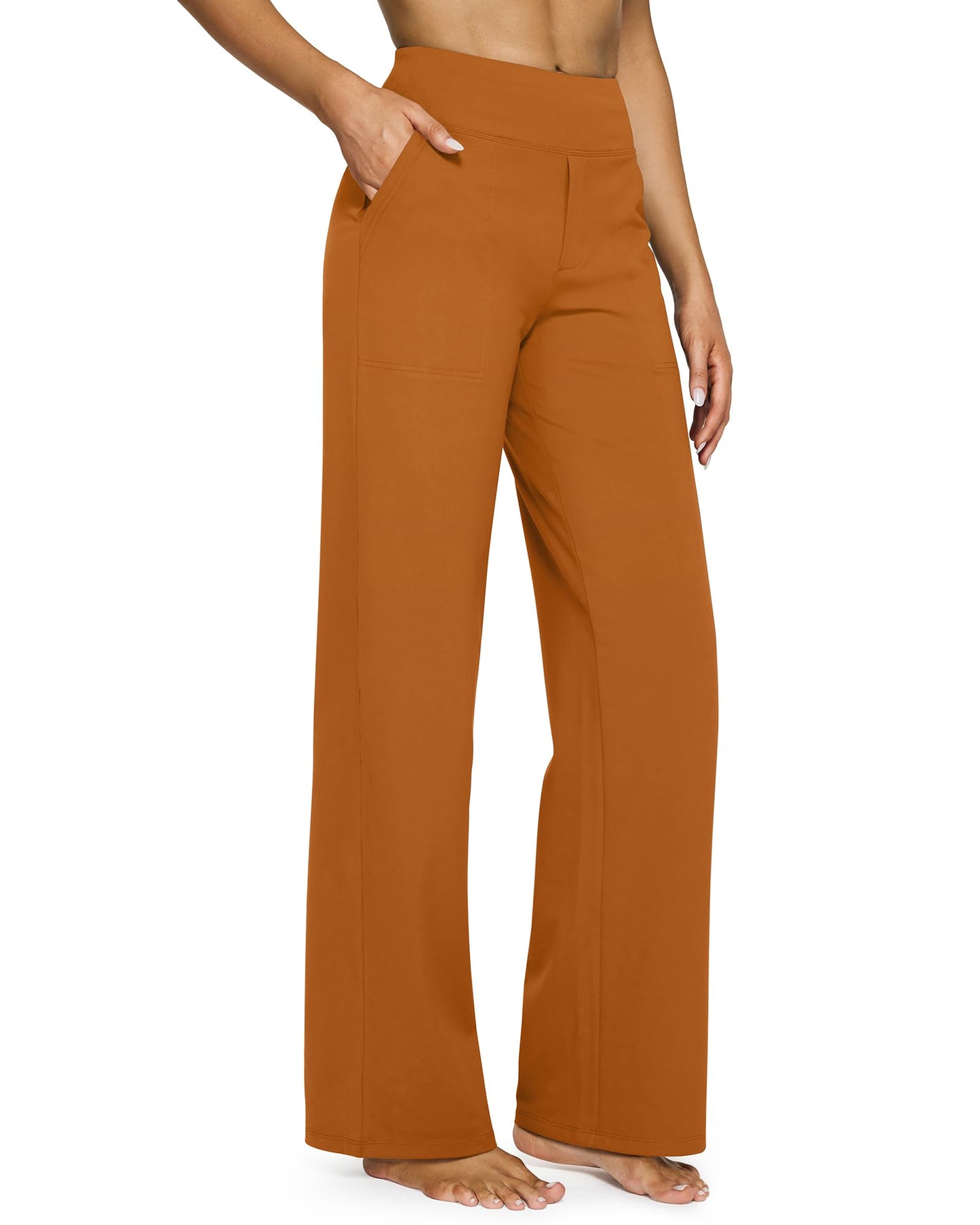 🔥👖Női magas derék Stretch alkalmi jóga széles lábszárú nadrágok