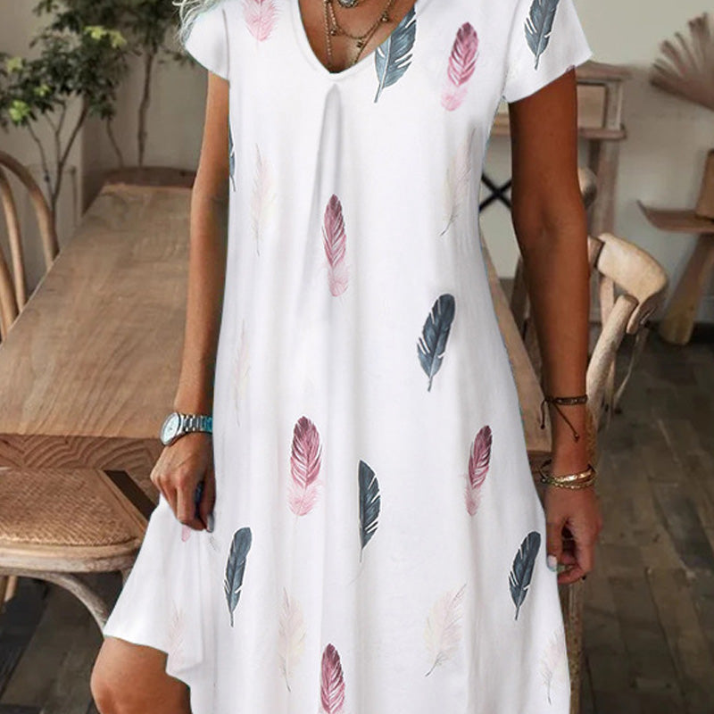 🔥👗【M-3XL】Női elegáns virágos nyomtatás V-nyakú hosszú ruha