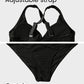 🔥👙Texturált, csomózott elülső, magas derekú bikiniszett