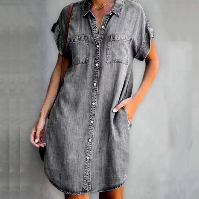 🔥👗【S-5XL】Alkalmi farmer rövid ujjú ruha