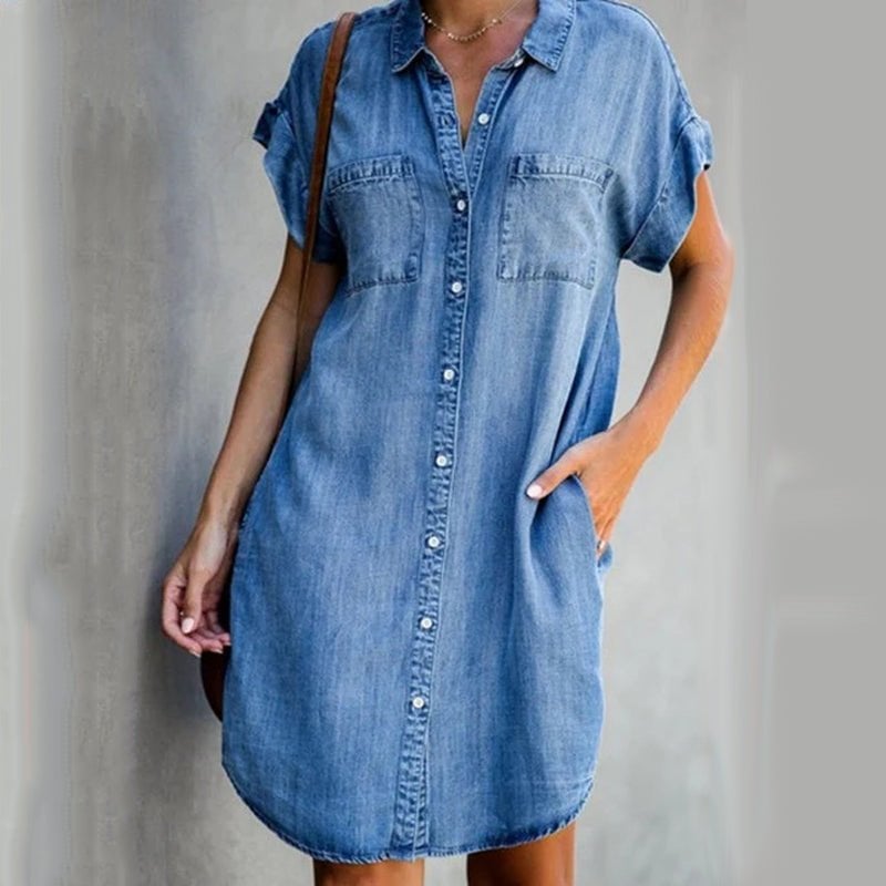 🔥👗【S-5XL】Alkalmi farmer rövid ujjú ruha
