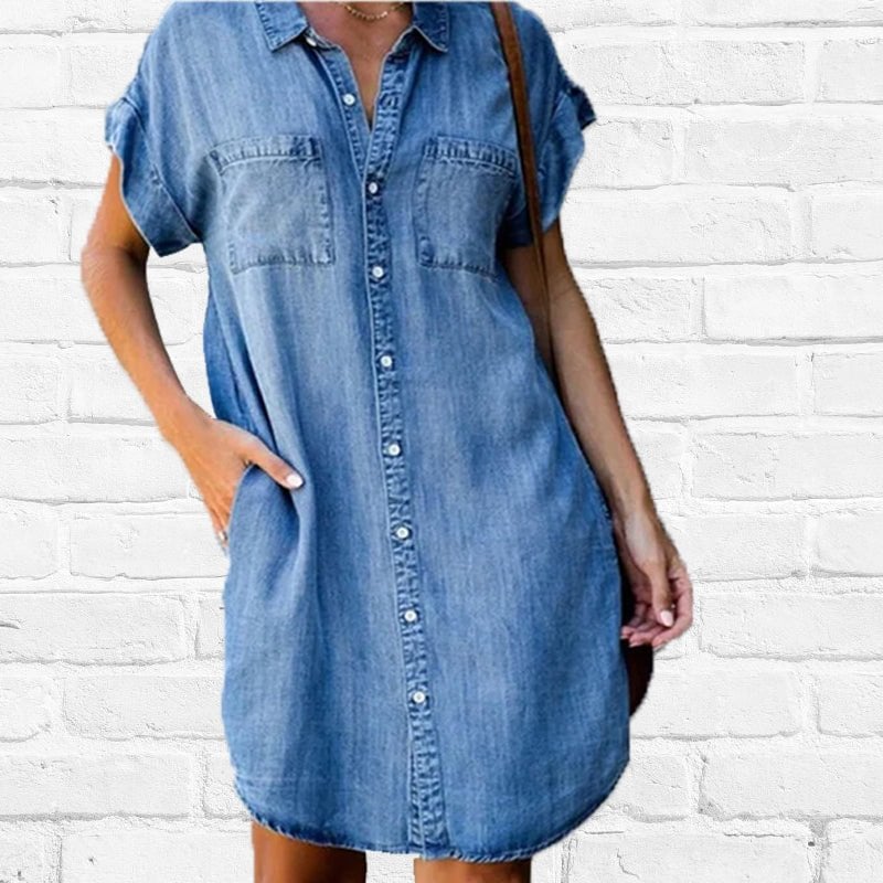 🔥👗【S-5XL】Alkalmi farmer rövid ujjú ruha