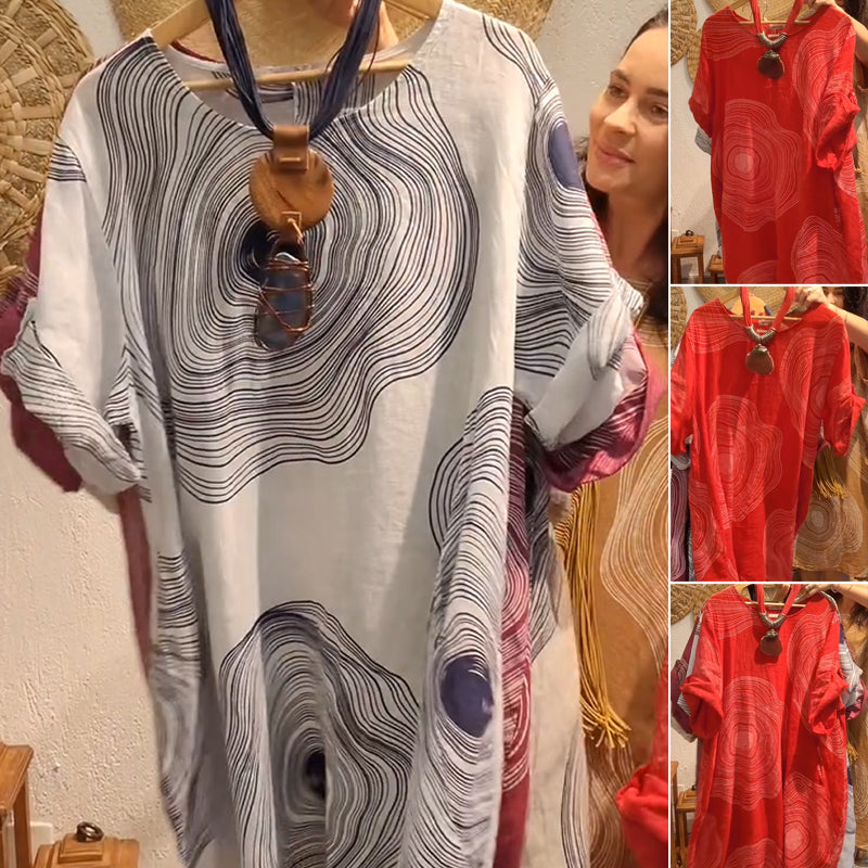 🔥👗Női alkalmi ruhák nyomtatott természetes vászonból