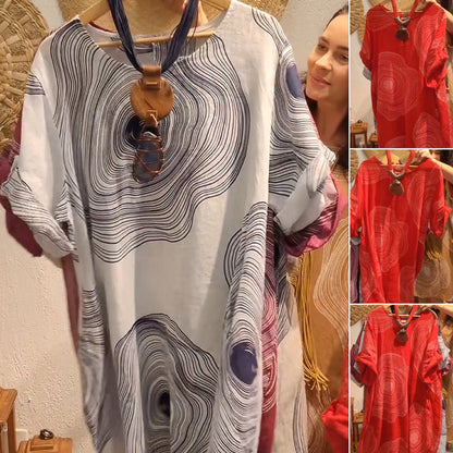 🔥👗Női alkalmi ruhák nyomtatott természetes vászonból