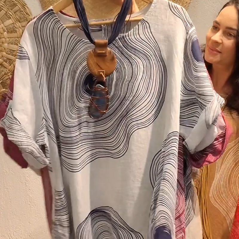 🔥👗Női alkalmi ruhák nyomtatott természetes vászonból