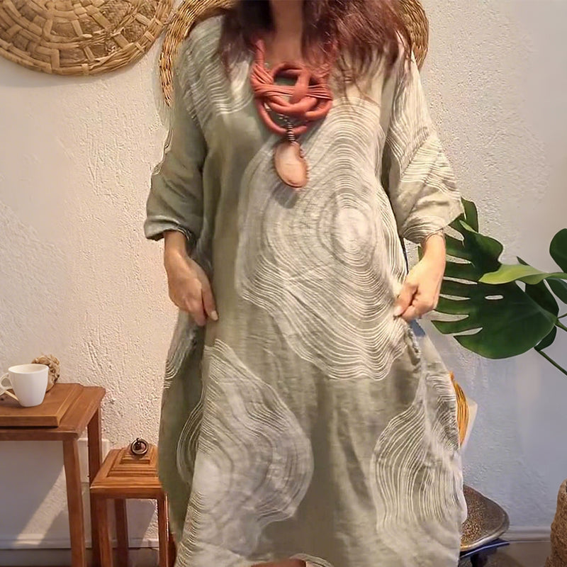 🔥👗Női alkalmi ruhák nyomtatott természetes vászonból