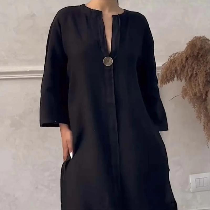 🔥👗Casual légáteresztő ruha egyszínű színben