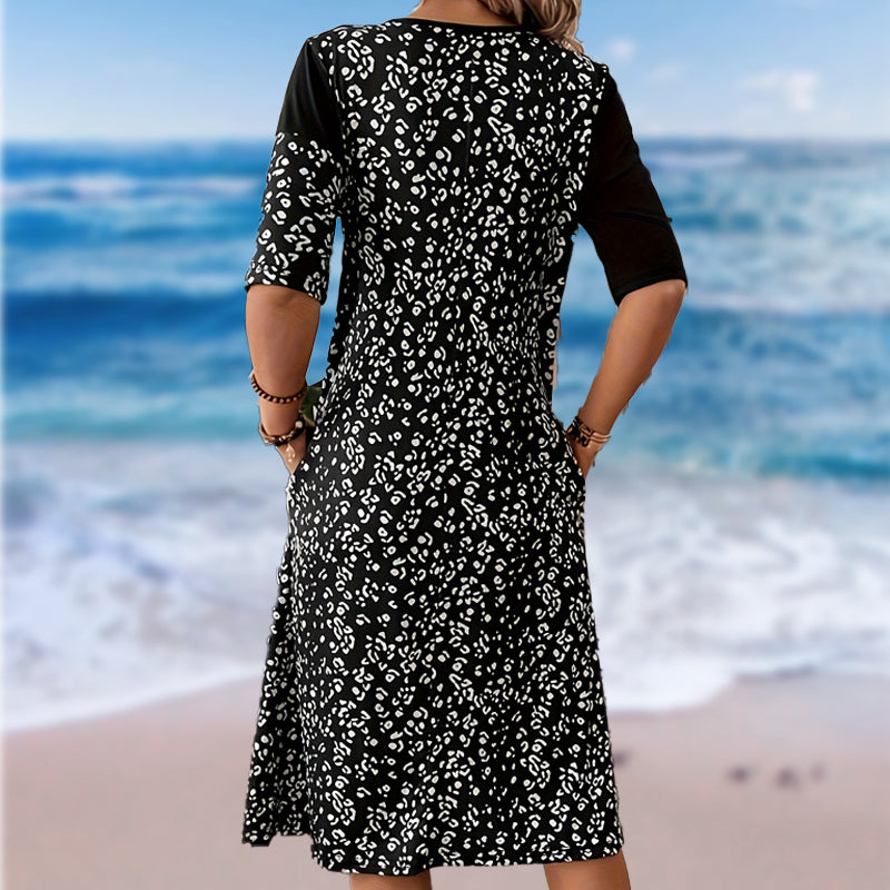 🔥👗Női patchwork vintage nyomtatott pamut ruha