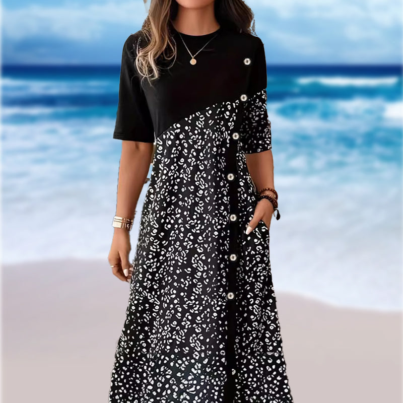 🔥👗Női patchwork vintage nyomtatott pamut ruha