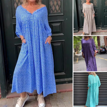 🔥👗Kerek nyakú nyomtatott női alkalmi ruhák