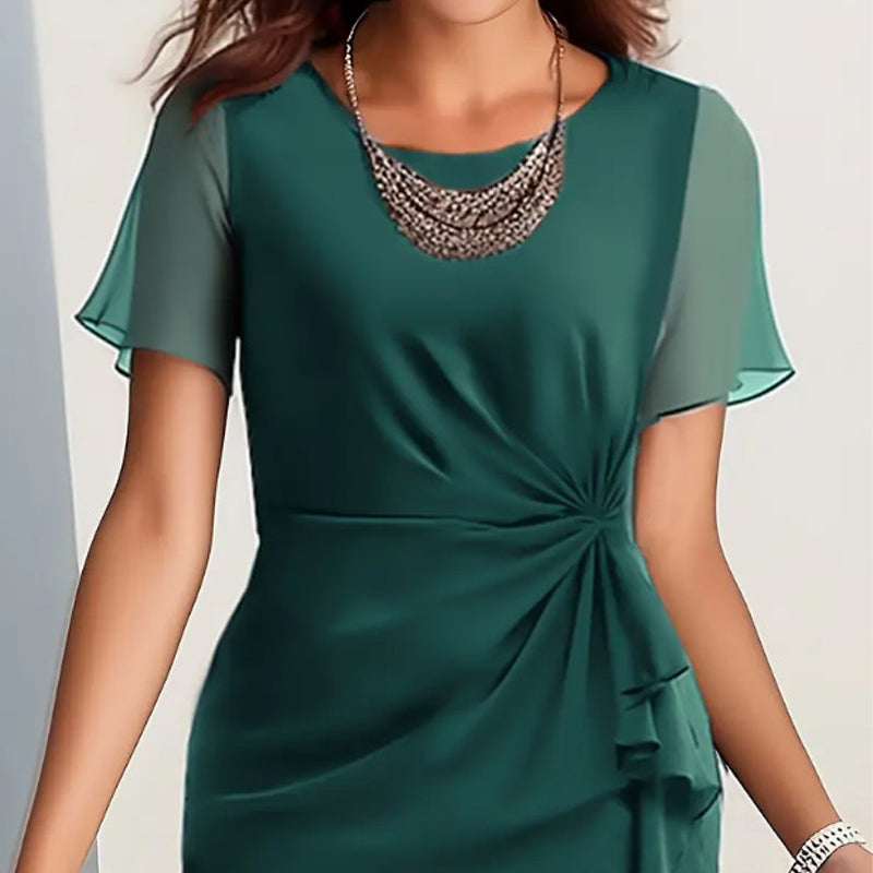 🔥👗Elegáns divat egyszínű ruha