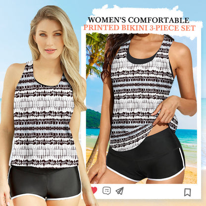 🔥👙Női kényelmes háromrészes fürdőruha nyomtatással