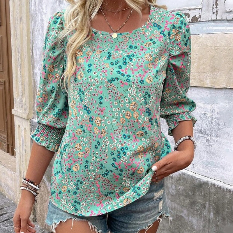 🔥👚Női alkalmi nyomtatott kerek nyakú felső