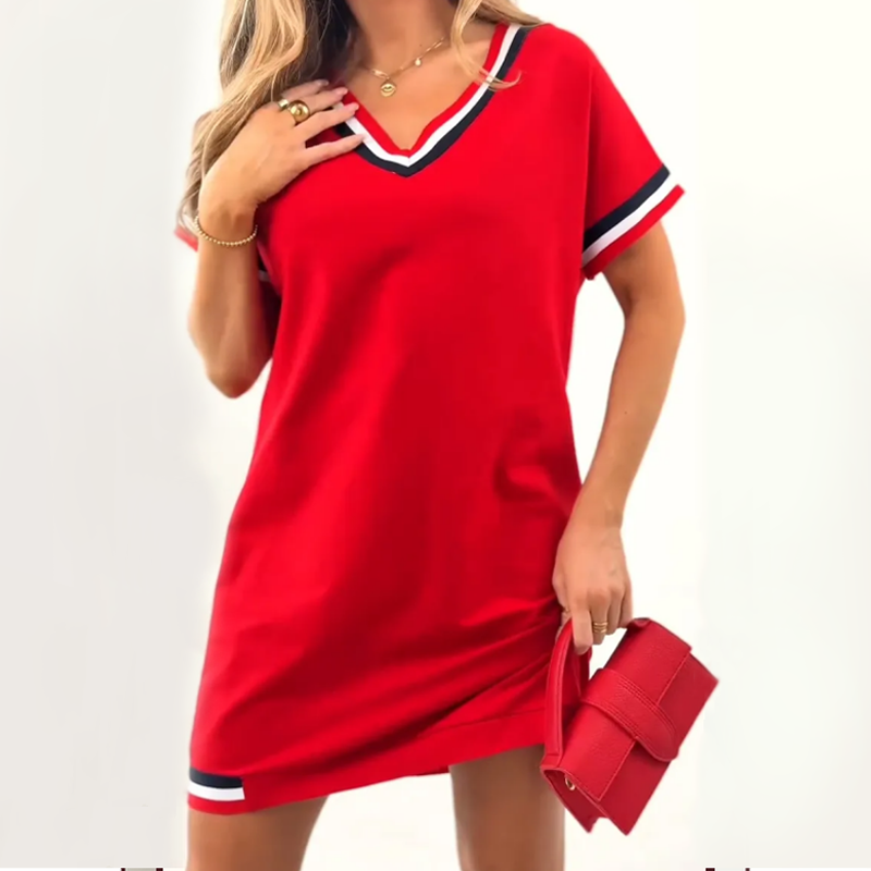 🔥👗Női csíkos, összevarrt ruha – retró hangulat, modern kényelem