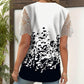 🔥👚[S-4XL] Csipkés patchwork nyomtatott rövid ujjú felső
