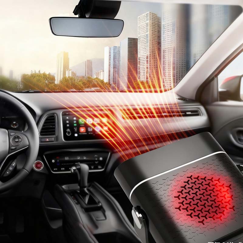 ❄️🚗 Hordozható 2-in-1 360° forgó autófűtő