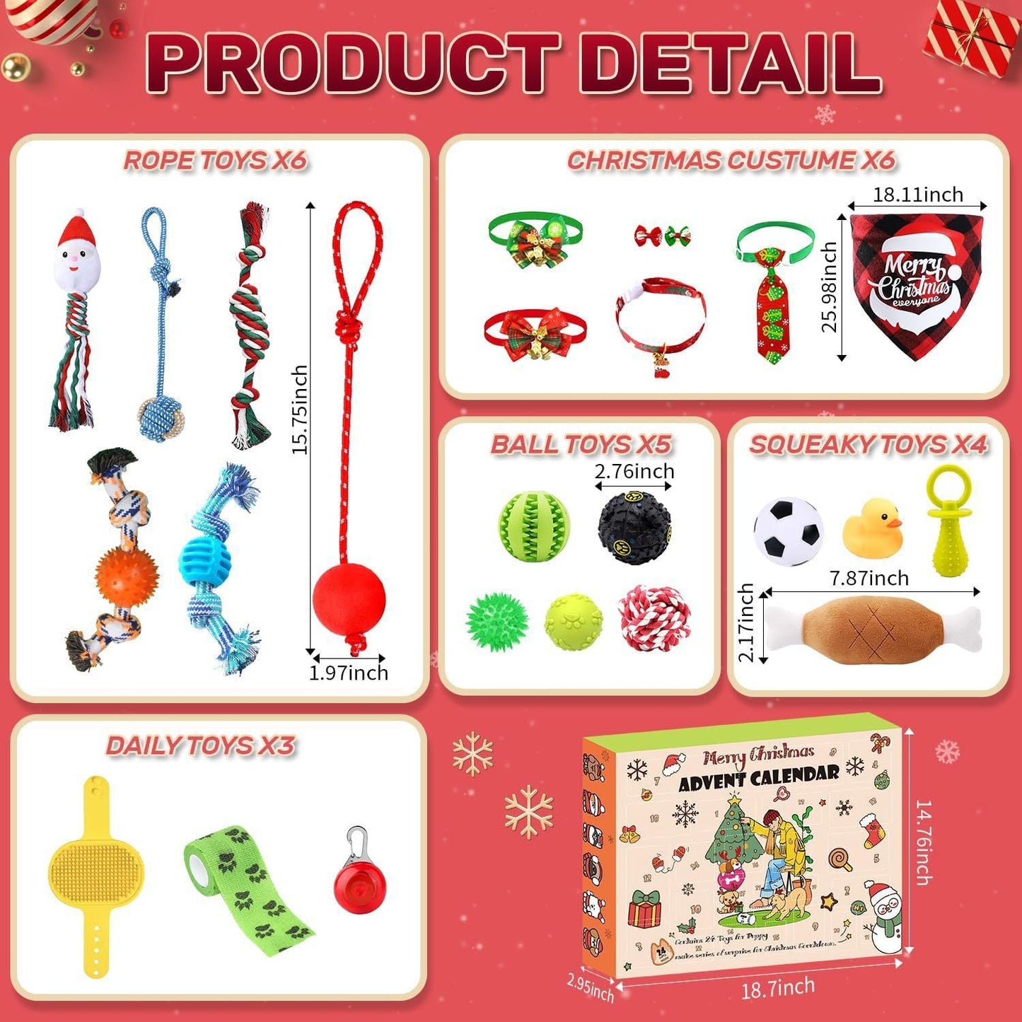 🔥🎁2025 Karácsonyi Visszaszámlálás Macska- és Kutyajátékok Adventi Naptár