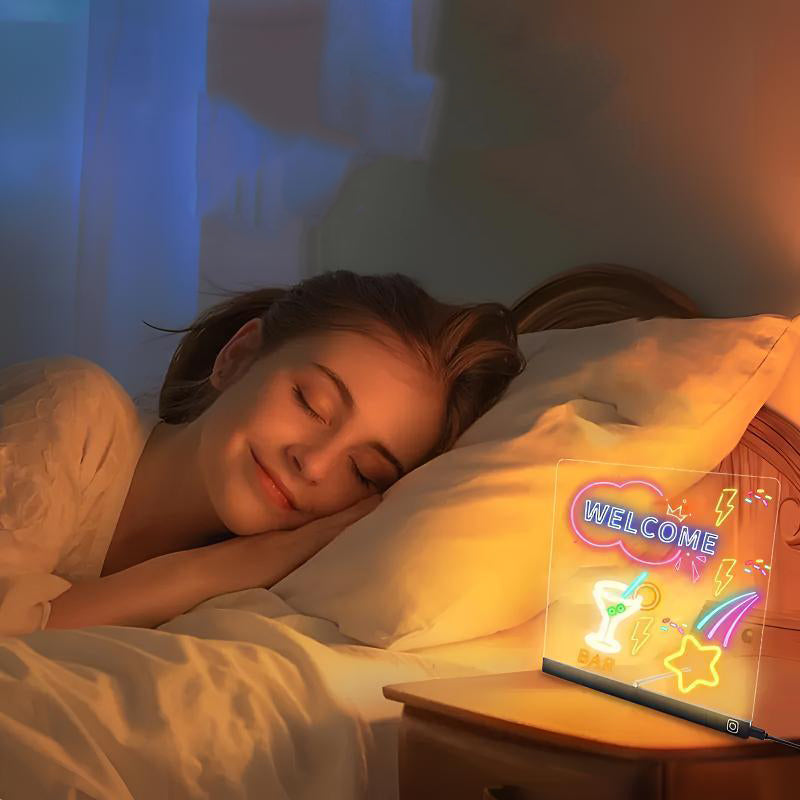 🔥🎁Letörölhető, világító akril rajztábla állvánnyal